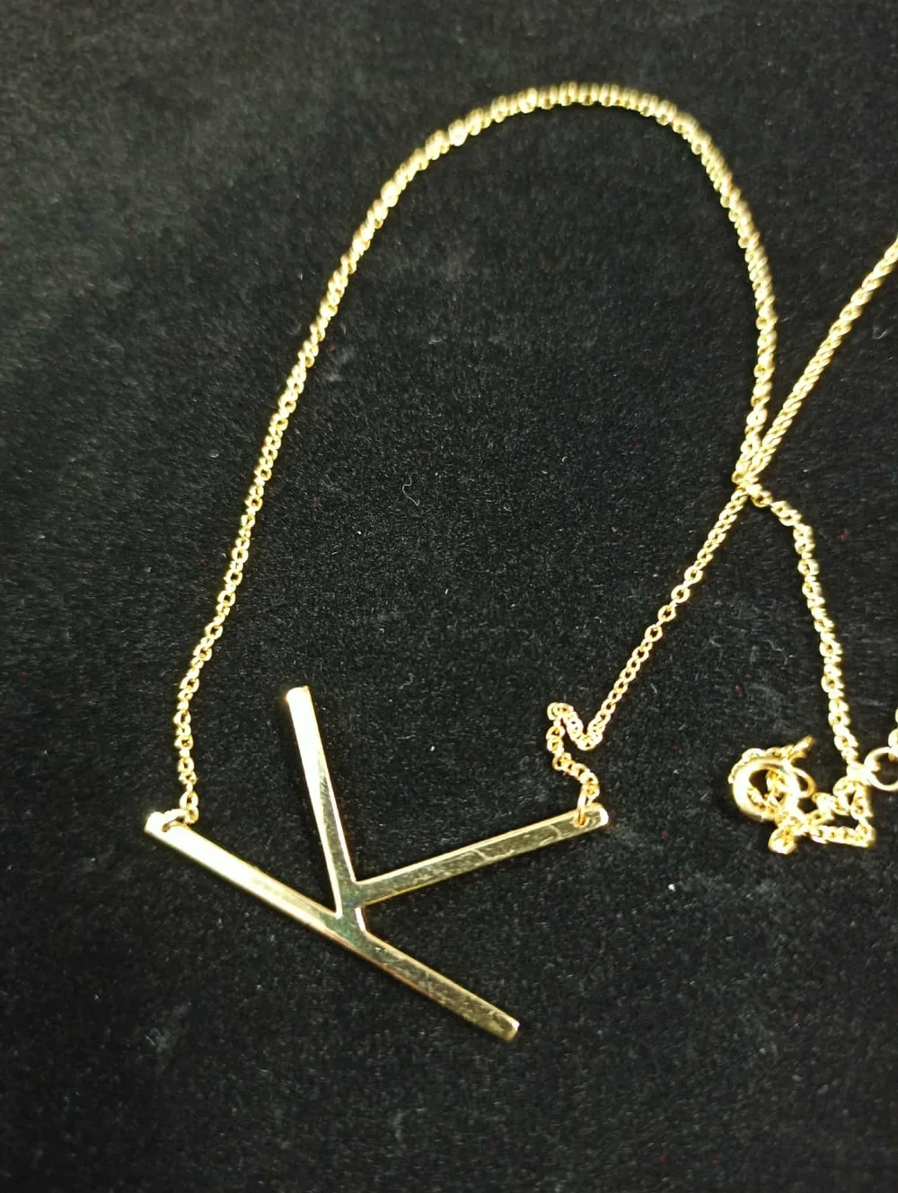 Vintage 90s Sterling Silver 925 Gold Plated K Initial Necklace Minimalist Bar